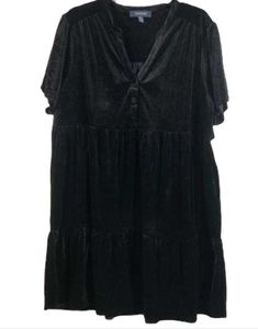 NWT Mod Cloth Black Velvet Babydoll Peplum Dress sz 2X
